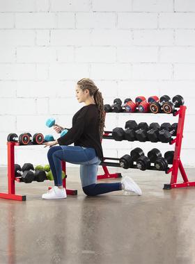 哑铃垂直两层三架层女子铃杠组合哑铃组哑铃存储家WLP庭健身器材