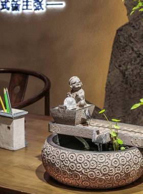 招财水档摆前台办公室件门厅生财S105-1财桌面喷泉流水景高开业礼