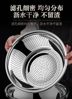 食品级631米LLBD0193不锈钢洗菜菜盆沥水篮漏盆家用洗米筛淘盆厨