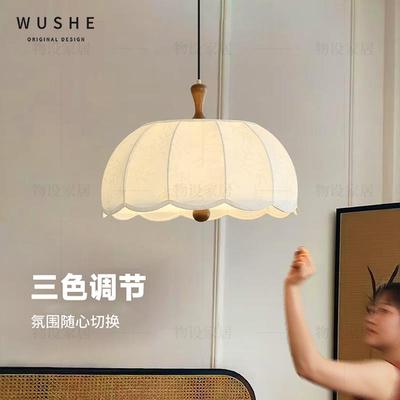 法式房卧室茶吧台吊灯中古布艺印花桌餐CGS灯侘寂书风复古民宿室