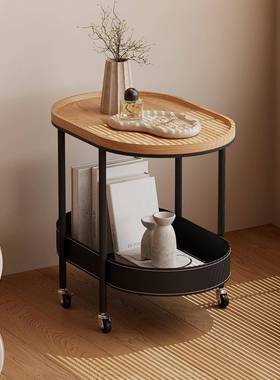 马鞍皮几边几中动古可移沙发侧边小茶小户型阳台铁艺椭圆小推B216