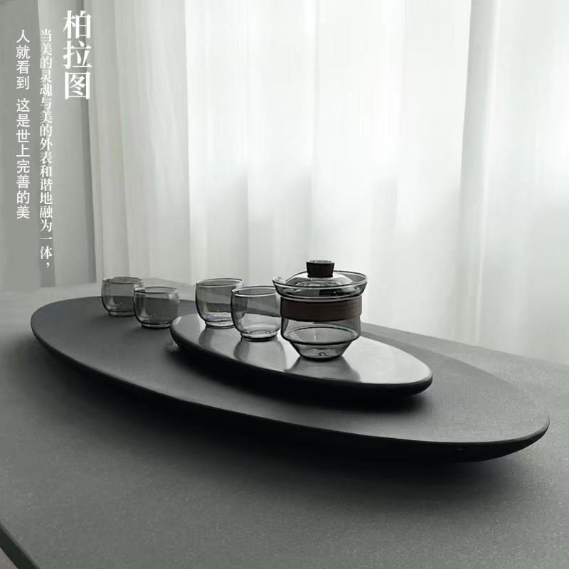 高端天乌石茶盘金简然约Y01石台头茶现代轻奢茶海创意整块排水茶