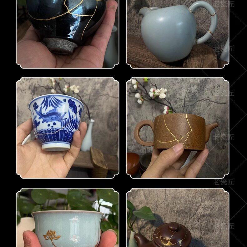 200金缮复紫修砂壶修无复紫壶盖痕修补泥锔瓷锔砂钉修壶嘴壶把纯