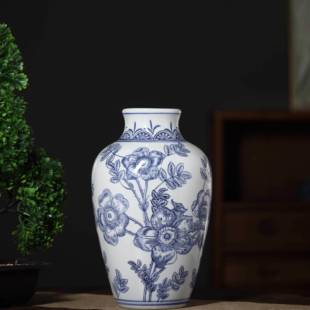 新中式古复国陶瓷花瓶摆风件青花瓷高级感轻奢中插花中式装XHS饰