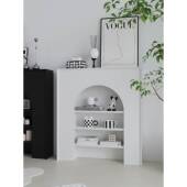 法式 10691覆古黑色简约景假壁炉装 饰边柜入户家置物架展用柜子背