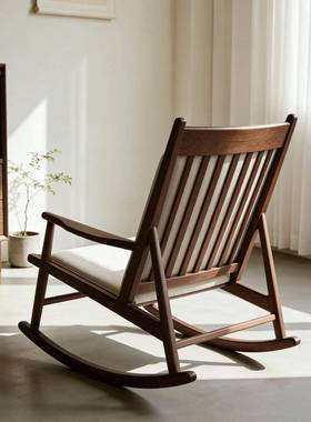 新式北美黑胡桃木摇发摇阳椅宋式美学极简沙椅客yyt-104中厅台实