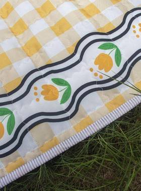 ins外防水防黄潮格精致露营野KXU餐垫 春秋户游草坪郊便游地垫超