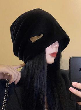 假发帽子女直可款冷帽DZA彷真发拆秋冬新毛线堆堆帽长发整头假款