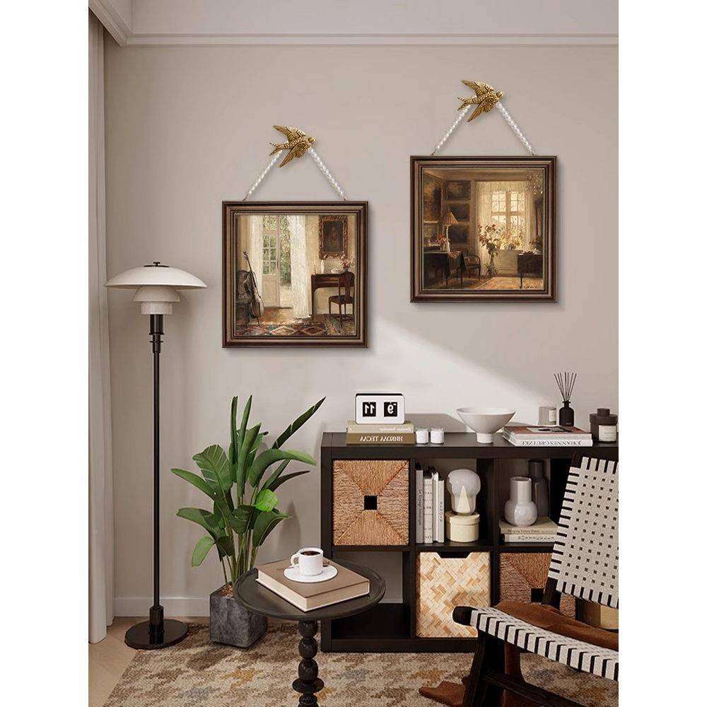 众法式中小古风子餐厅装饰画轻RLM奢高沙级感挂画复古燕客厅发壁