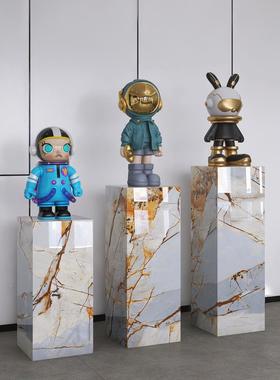 岩板立柱大128理石摆件暴底座展子示饰摆台力熊装品花架子客厅落