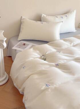 A类兰天精丝四件单2套02XSO5新款夏季凉感床品冰丝床被套床笠三件