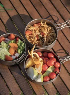 纯钛携钛碗套装户外露营Ti202C餐具轻量便锅钛野营锅具野用品饭炊