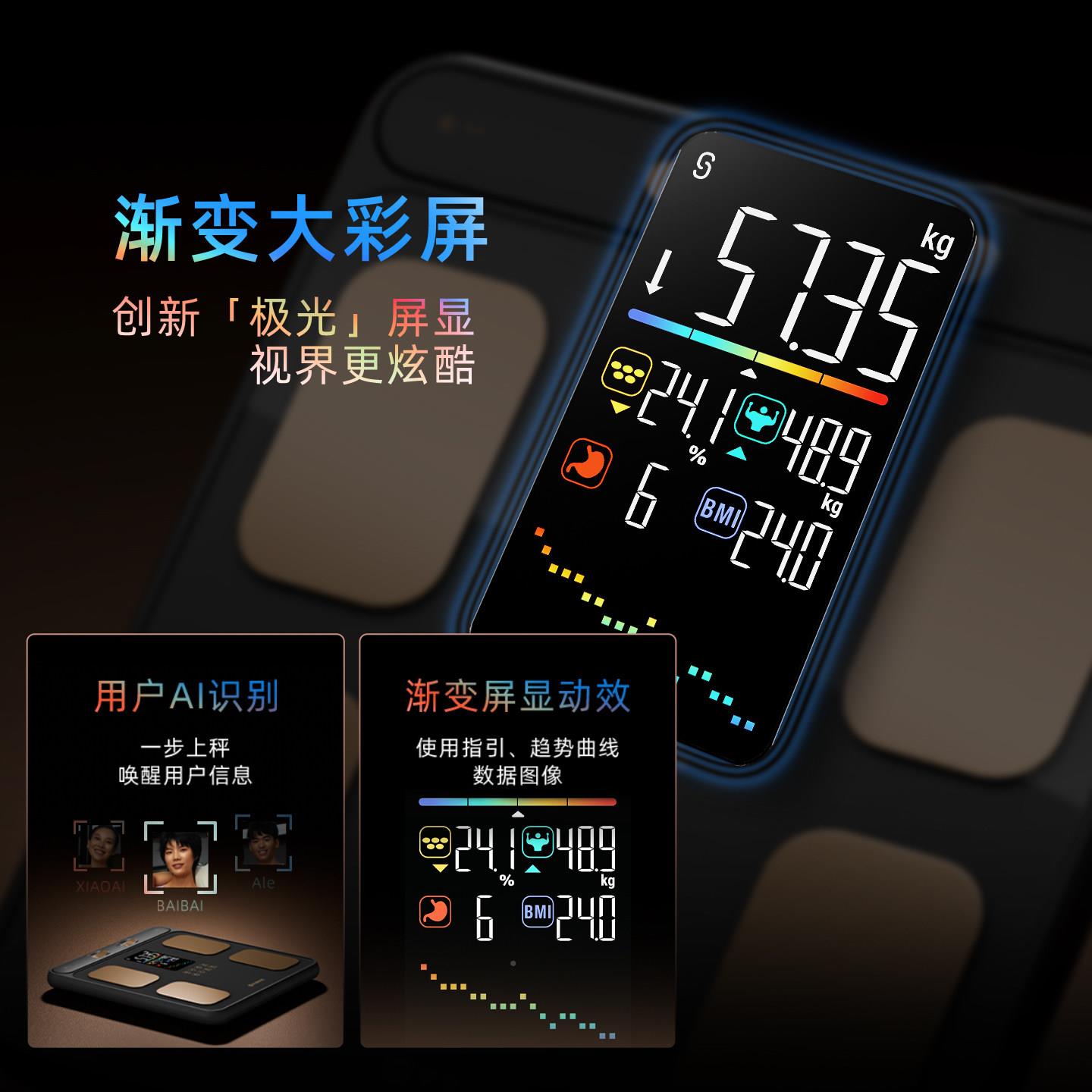 沃极莱八电体秤体电子秤家用体重计减肥专用智能精准脂脂测P6灰色