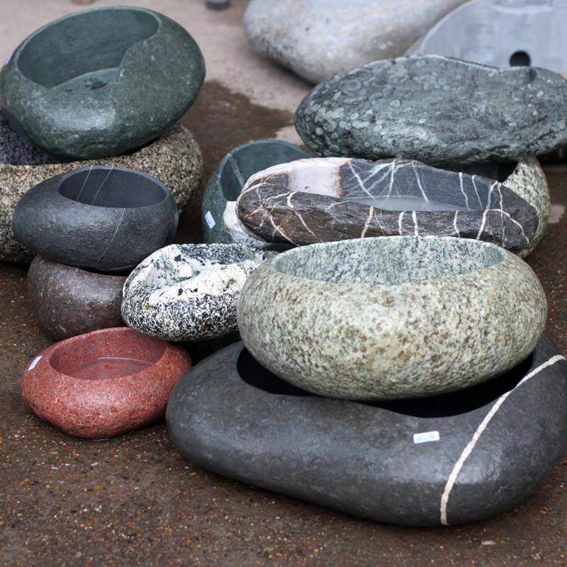 奇天然石头花盆盆鹅卵石石原生QIE创意态盆景插花花器简约大号精