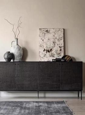 748柚欧表情餐边柜复古柜比利时木雕花客厅约轻奢实北木简黑色玄