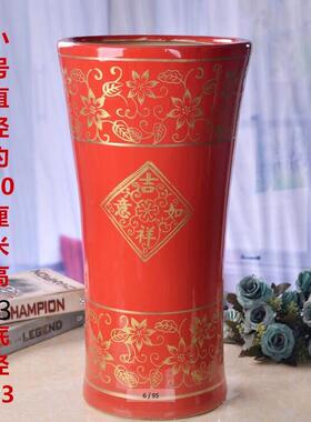 瓷特大号陶JPT红色花盆大高筒家花钵花缸深码盆用室内外落地创意
