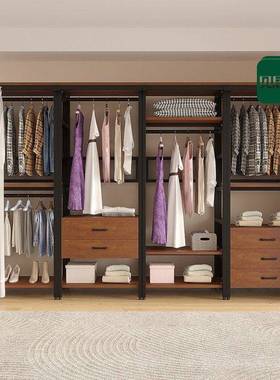 【6深包安装】卧室落地货架衣柜金属开合衣放式0衣柜97013铁艺组