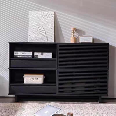 侘寂风餐边柜客厅靠墙储物柜收40200纳柜水实玄柜格栅边柜木简约