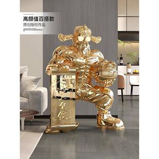 轻财幕神大型落地摆WTO式件客厅入奢口摆件店展厅迎客雕塑开乔迁