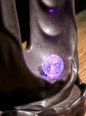 式中禅意创意手莲花陶佛瓷办公室摆件客厅博LXC21103古架酒柜号夜