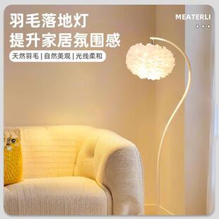 bz羽毛落地灯网艺红氛围灯in风房术感女孩间卧室灯公主风中山s灯