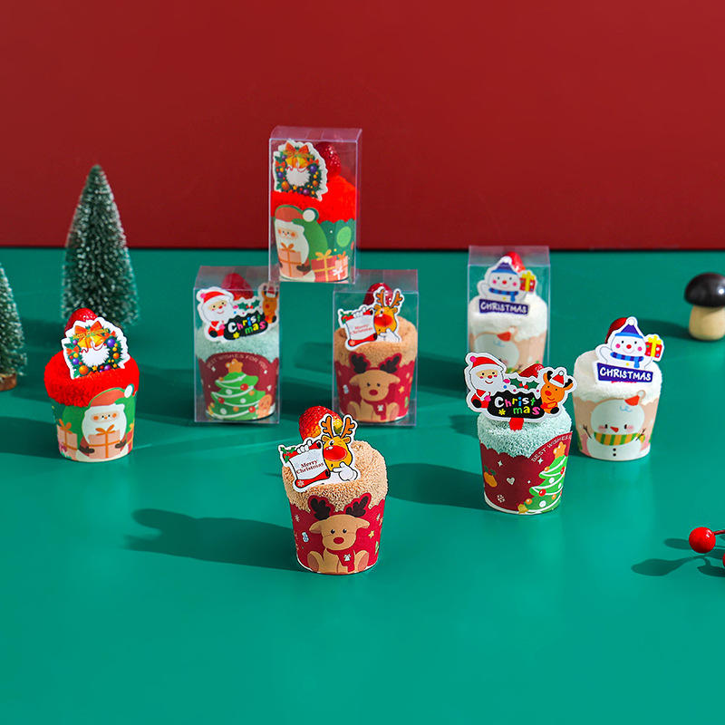 圣诞节万圣节创意蛋糕造型珊瑚绒毛巾节日小礼品公司活动实用礼物