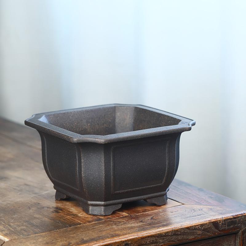 宜兴盆景紫砂花盆精品古铜泥四方盆栽绿植花卉复古桌面阳台古典盆