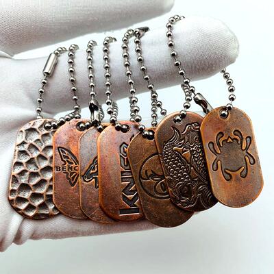 钢火狗牌steel flame tags 紫铜EDC狗牌 CNC定制钢火骷髅