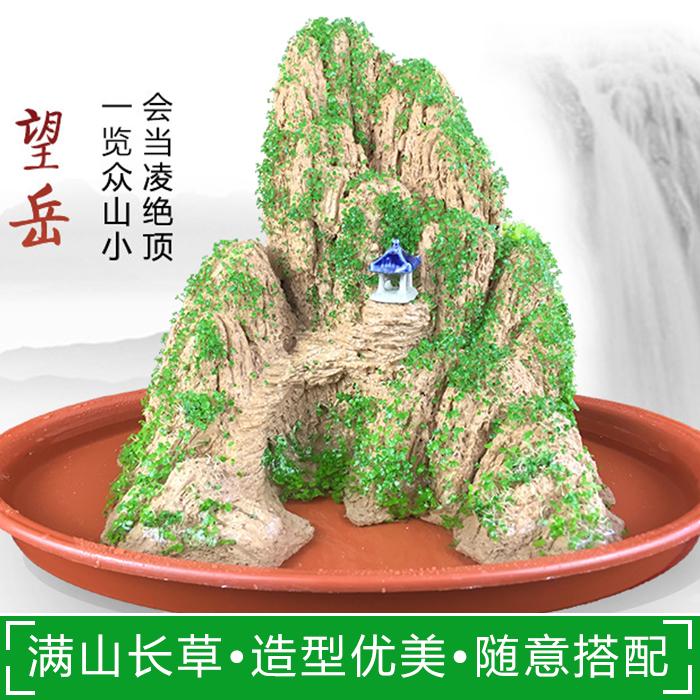 望岳吸水假山盆景石摆件上水造景石微景观室内观赏石植物小奇石头