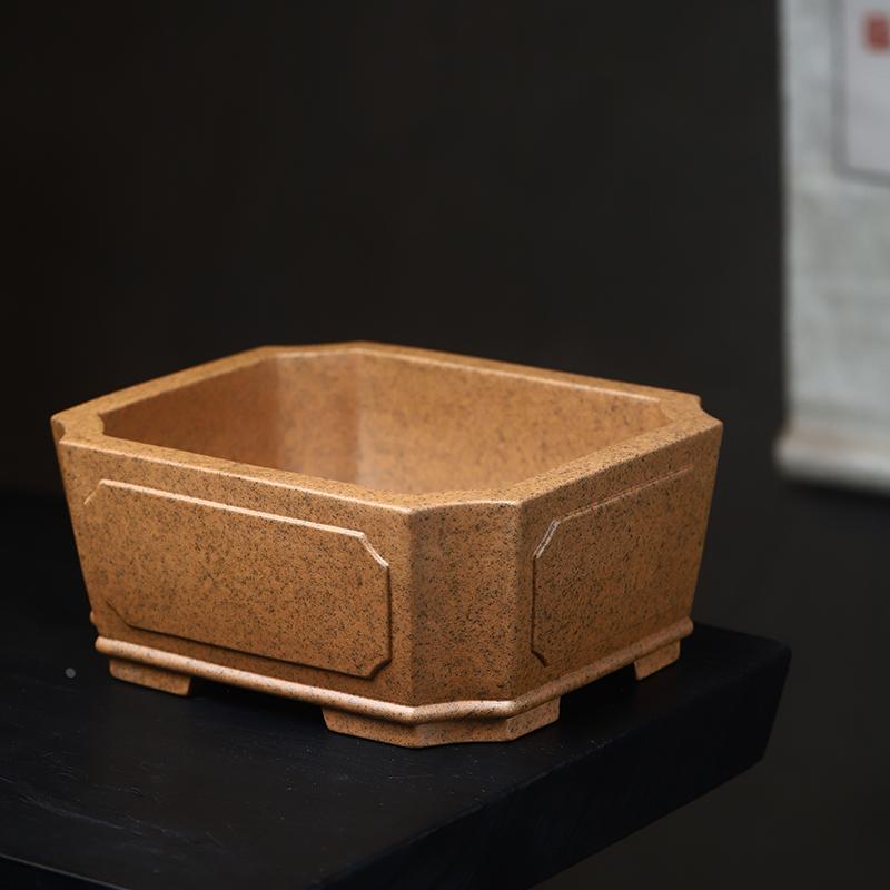 玖紫轩精品紫砂花盆唯珍柴烧手工长方老桩石榴雀梅盆景植物古典盆