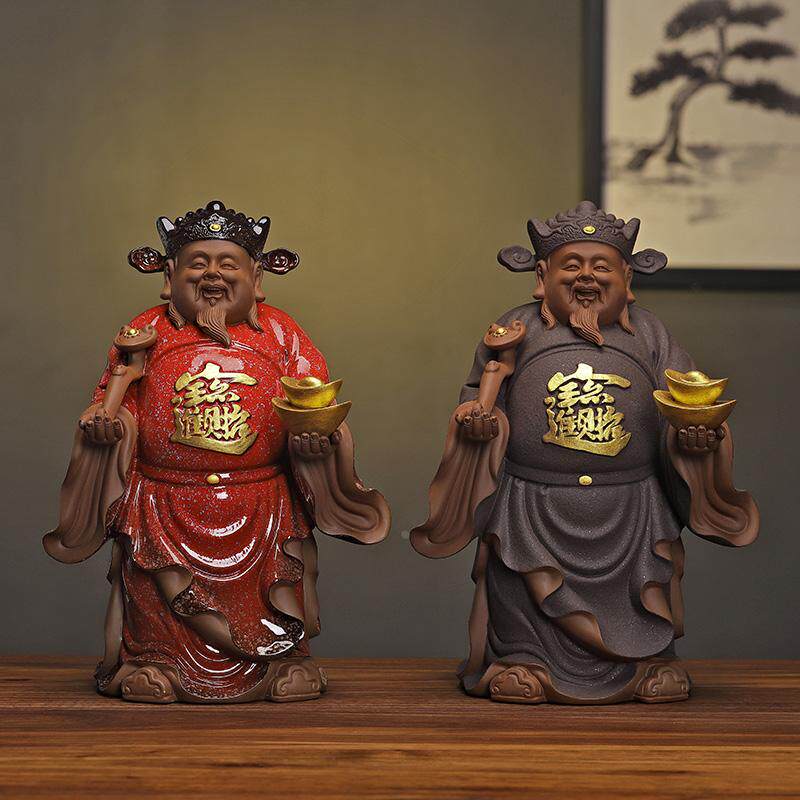 新中式陶瓷财神爷佛像摆件文武财神风水招财家用灯圈店铺开业礼品