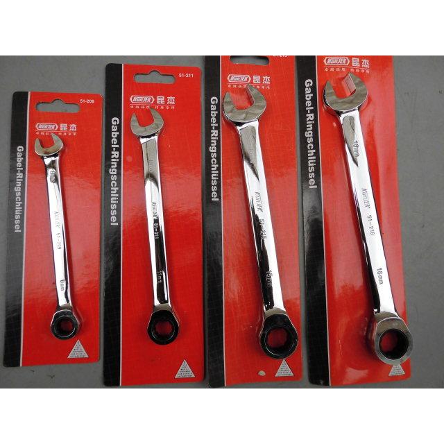 包邮德国KUNJEK昆杰棘开两用扳手棘轮快扳9mm11mm15mm16mm18mm