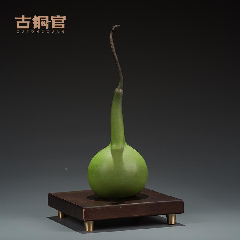 古铜官铜葫芦摆件福禄寿祝寿送老人仿古礼品书房书柜办公桌装饰品