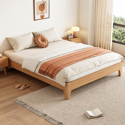 北陌家居官方店全实木床床架子榻榻米床排骨架双人床无床头床大床