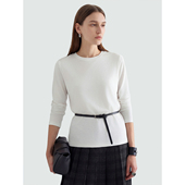 t恤26春新款 Sue.M 天丝亚麻wan能打底长袖 呼吸感慵懒空气白色T恤