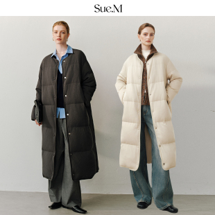 无领鹅绒服女士 针织围脖羽绒服25冬季 Sue.M 波兰进口95白鹅绒长款