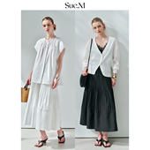 新款 Sue.M 仙女感赫本压皱伞裙白色半身裙2025夏季 垂坠感长裙女士