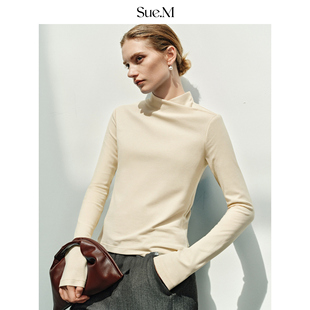 25冬内搭BI入T恤女 加厚磨毛半高领打底衫 Sue.M设计感 多色可选