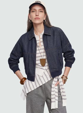 Sue.M BC同源面料亚麻棉牛仔夹克26春新款通勤挺括解构休闲外套女