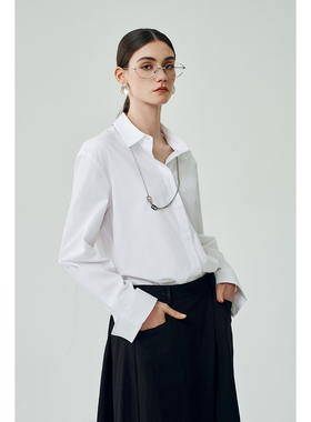 Sue.M 高支长绒棉通勤白衬衫26春易打理L*MJ极简翻袖口胶囊衬衣女