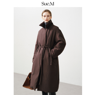 Sue.M 进口波兰90白鹅绒长款风衣款鹅绒服25冬季收腰显瘦羽绒服女