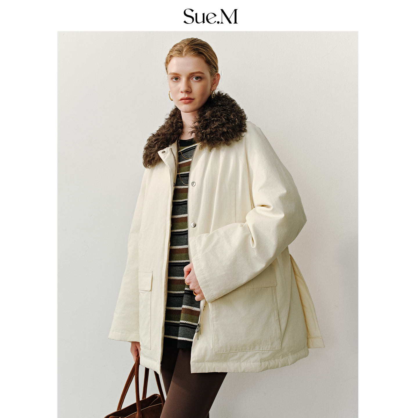 Sue.M 波兰进口95白鹅绒羽绒服冬季女款巴恩风25冬季中长款鹅绒服