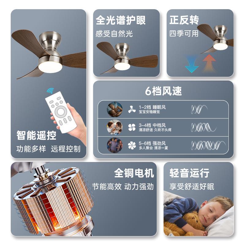 2025新款吸顶风扇灯吊顶一体带电扇的灯卧室阳台简约餐厅吊扇灯