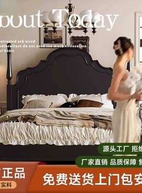 1简美风美式实木双人法床.5m1.8m中IBE古风式床轻娜奢婚床主卧床