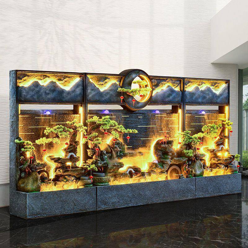 假山水喷泉落鱼缸件别墅庭院客厅地装饰水幕流墙室外鱼池造景LGH