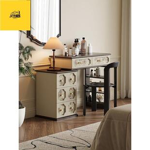 梳妆台边谷及古复物桌小户型桌置卧室梳妆床实木花设OQT纹大师计