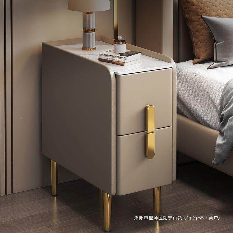 实柜木迷你LAS床头柜柜现代简约20cm储物小型收纳轻奢岩板超窄边