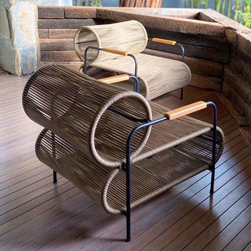 外阳台藤编露别台花园椅墅织弦休闲椅阳光房休户闲藤椅织弦休闲沙