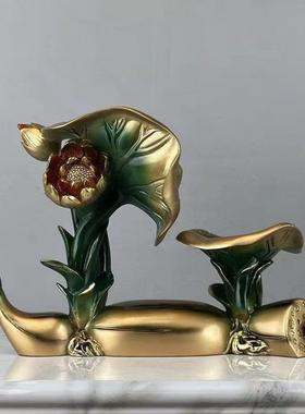 红酒架摆件现代轻奢高档酒柜餐桌装饰品客厅展示柜家居摆设荷花