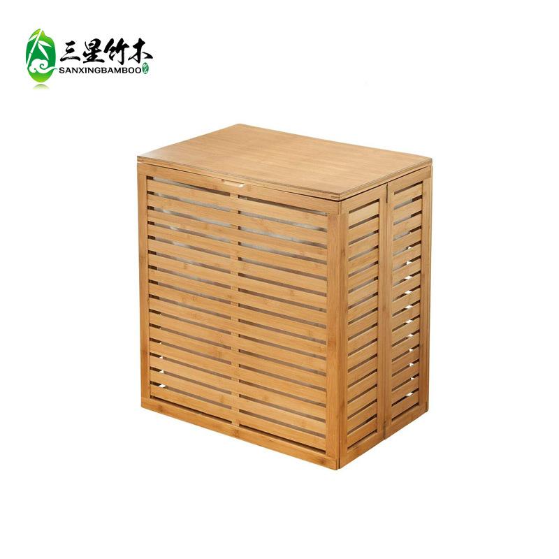 竹制可折叠衣篮储物架脏衣洗收纳筐带QXR盖纳箱脏衣篓收纳箱家收